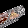SPEARPOINT CHIEF JOSEPH MAMMOTH TOOTH, ENGRAVING AND GOLD INLAY FOLDKING KNIFE