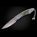 SPEARPOINT GREEN HILLS JADE & DAMASCUS FOLDING KNIFE