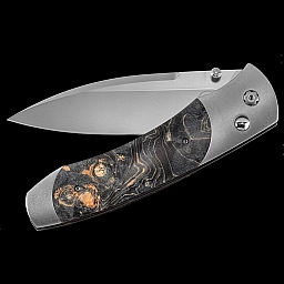TITANIUM W BLUE MAPLE BURL FOLDING KNIFE