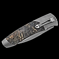 TITANIUM W BLUE MAPLE BURL FOLDING KNIFE