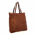 LASER CUT MEDIUM SHOPPER CROSSBODY TOTE IN COGNAC