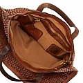 LASER CUT MEDIUM SHOPPER CROSSBODY TOTE IN COGNAC