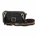 LEATHER PHONE POUCH WITH STRAP IN BLACK