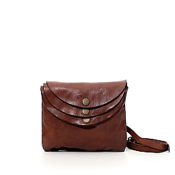 OLGA MEDIUM TRIPLE SNAP CROSSBODY POUCH IN COGNAC