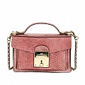 METALLIC LEATHER LUNCHBOX CROSSBODY IN RUBY