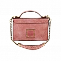 METALLIC LEATHER LUNCHBOX CROSSBODY IN RUBY