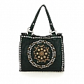 MINI DAFNE CIRCLE STUD DECORATED CROSSBODY IN BLACK