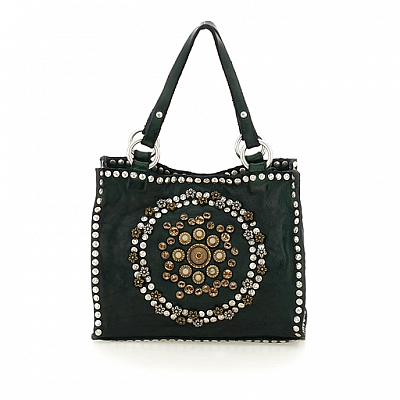 MINI DAFNE CIRCLE STUD DECORATED CROSSBODY IN BLACK