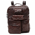 MULTIPOCKET FRONT LEATHER BACKPACK IN MORO