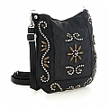 NORA DECORATED CROSSBODY SADDLE POUCH IN BLACK