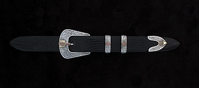 HASKEL 1811 STERLING, 14K ARROW WITH RUBIES BUCKLE SET