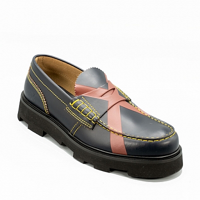 ANT. BLUE WINE X RUBBER PLATFORM SOLE LOAFERS