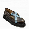 ANT CORDOVAN BLUE X PLATFORM SOLE LOAFERS