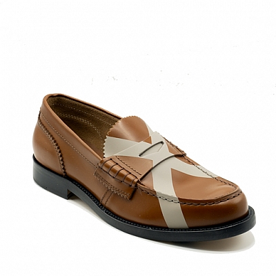 ANTIQUE TAN X GREY LOAFERS