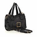 SMALL WOVEN SHOPPING HANDBAG IN BLACK LEATHER