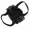 SMALL WOVEN SHOPPING HANDBAG IN BLACK LEATHER