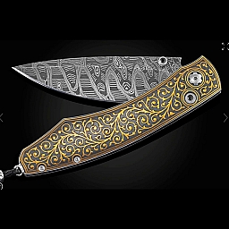 SPEARPOINT GOLDEN VINE 24K KOFTGARI FOLDING KNIFE