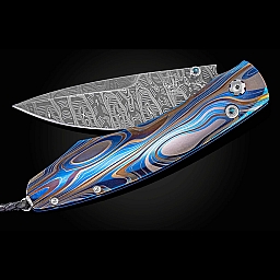 SPEARPOINT BLUE DEMON TITANIUM LASER ENGRAVED FOLDING KNIFE