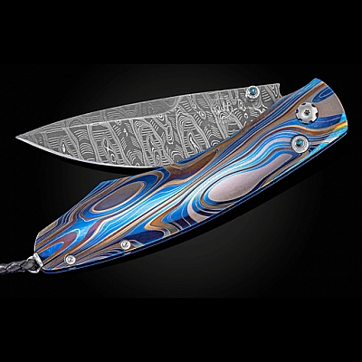 SPEARPOINT BLUE DEMON TITANIUM LASER ENGRAVED FOLDING KNIFE