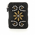 TOSCA DECORATED ZIP AROUND WALLET IN BLACK