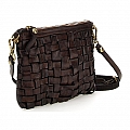 WOVEN FLAT CROSSBODY POUCH IN MORO BROWN