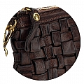 WOVEN FLAT CROSSBODY POUCH IN MORO BROWN